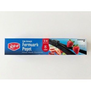 Roll-up Çok Amaçlı Fermuarlı Poşet 3 Lt (24x31 cm) - 8 Adet