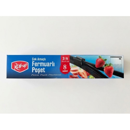 Roll-up Çok Amaçlı Fermuarlı Poşet 3 Lt (24x31 cm) - 8 Adet Roll-up Çok Amaçlı Fermuarlı Poşet 3 Lt (24x31 cm) - 8 Adet