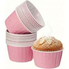50’li Muffin Kek Kağıdı Kapsülü – Kraft & Pembe Cupcake Kalıbı