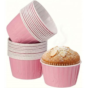 50’li Muffin Kek Kağıdı Kapsülü – Kraft & Pembe Cupcake Kalıbı