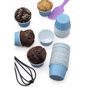 50’li Muffin Kek Kağıdı Kapsülü – Kraft & Mavi Cupcake Kalıbı