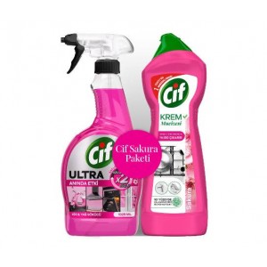 Cif Sakura Paketi Krem Mucizesi 750 ml + Ultra Hızlı Sprey 1025 ml İkili Set