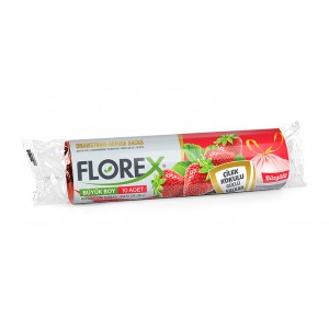 Florex Çilek Aromalı Büzgülü Çöp Torbası – Büyük Boy (65×70) 1 Paket