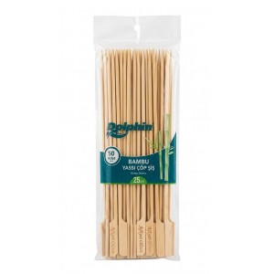 Dolphin Bambu Yassı Çöp Şiş 25 cm 50 Adet 1 Paket - "Afiyet Olsun" Yazılı Sunum Çubuğu