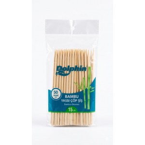 Dolphin Bambu Yassı Çöp Şiş 15 cm 50 Adet 1 Paket - Hijyenik Ambalajlı