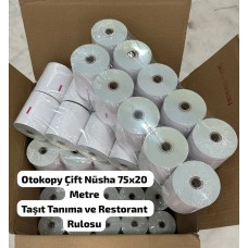 Otokopy Çift Nüsha 20 Metre 75×20 M 10 Rulo
