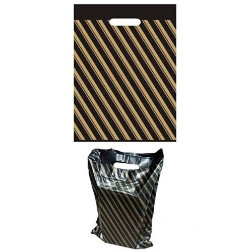 Takviyeli Poşet 33x45 cm No:3 Siyah Çizgili Desenli El Geçme Mağaza Poşeti (50 Adet) Takviyeli Poşet 33x45 cm No:3 Siyah Çizgili Desenli El Geçme Mağaza Poşeti (50 Adet)