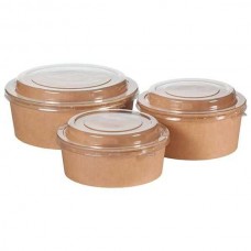 Kraft Salata Kabı 1100 gr / 1100 cc 100 Adet – Şeffaf Kapaklı Sızdırmaz Paket Servis Kasesi (Kapak Dahil Set)