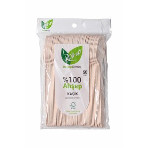 Roll-up Doğaya Dönüş Ahşap Tahta Kaşık 50'li 1 Paket