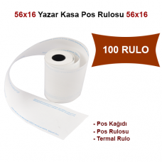 56x16 Pos Kağıdı,Pos Rulosu,Termal Rulo 100 Rulo