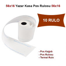 56x16 Pos Kağıdı,Pos Rulosu,Termal Rulo 10 Rulo