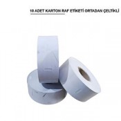 100 x 38 ORTADAN ÇELTİKLİ KARTON RAF ETİKETİ (350) SARIM (0)