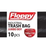 Floppy Jumbo Sanayi Tipi Çöp Poşeti 100×150 cm Siyah 10’lu 1 Koli (10 Rulo)