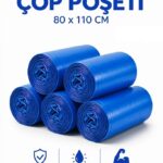 Mavi Çöp Poşeti 80x110 cm Endüstriyel Battal Boy Çöp Torbası 800 gr (10'lu 1 Rulo)