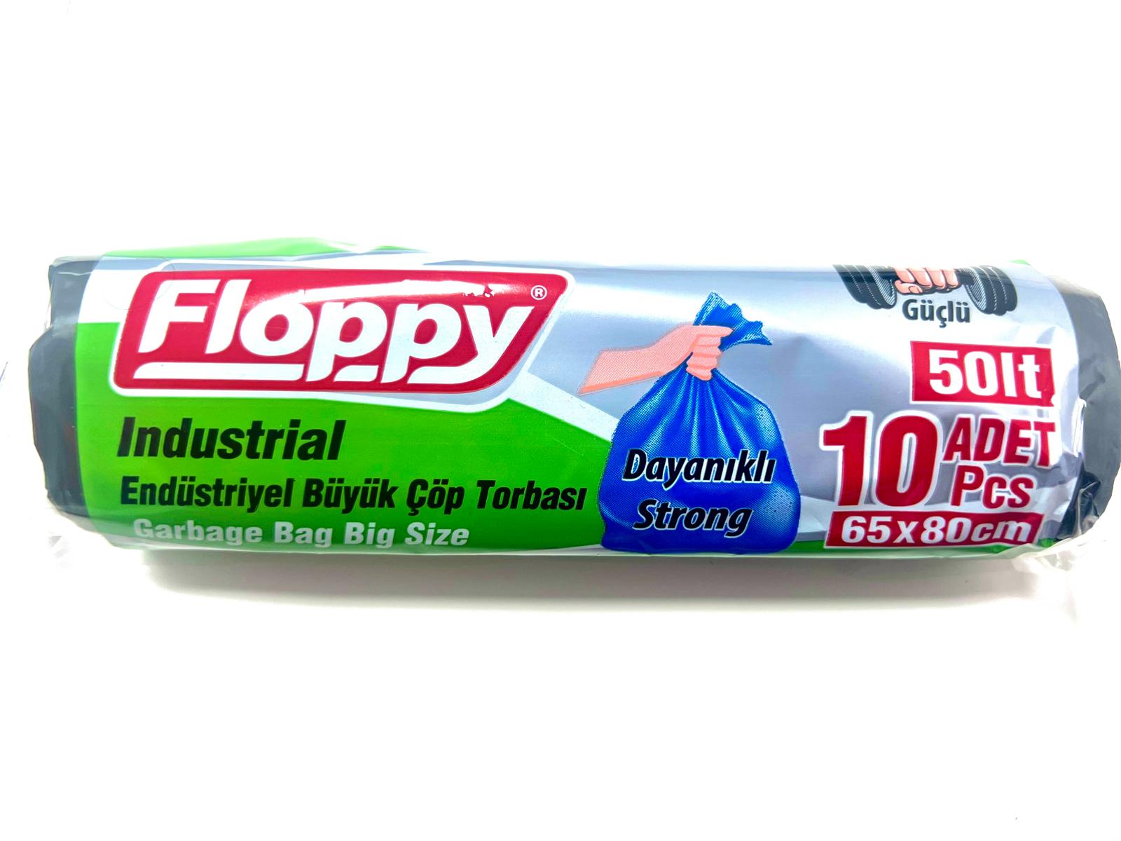 f651752d-c657-4a27-8047-37fcfaa6d14e.jpeg Floppy 150 gr Büyük Boy Çöp Poşeti 65x80 cm Siyah 10 Paket - Görsel 1
