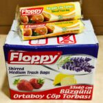 Floppy Büzgülü Orta Boy Çöp Poşeti 55×60 cm Limon Kokulu – 24 Paket